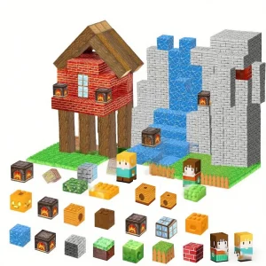 磁気ビルディングブロック マインワールドキューブマグネットセット 子供用 対象年齢3歳以上 DIYモデル 子供の運動 思考と創造性 ギフト人形