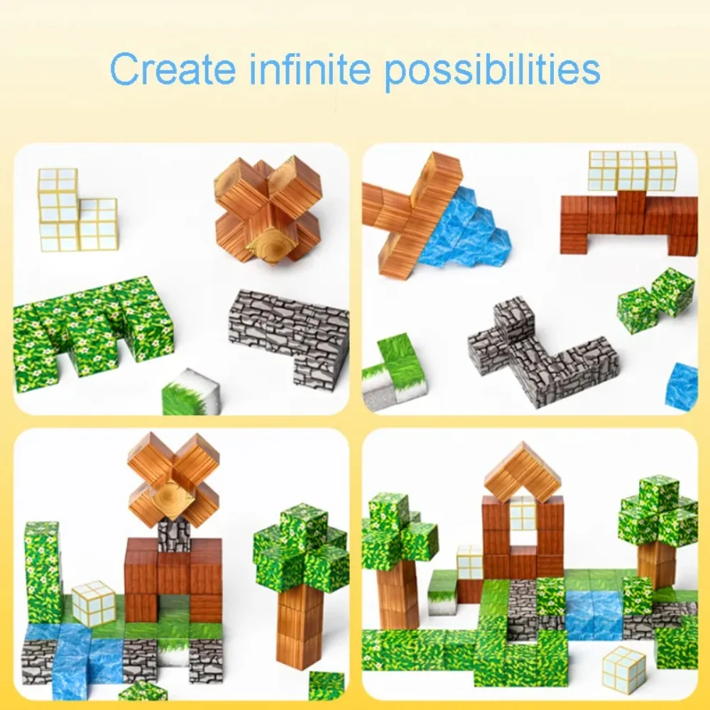 DIY 磁気ビルディングブロックおもちゃ マグネットセット ブリック ミニワールド STEM 組み立て教育玩具 子供向け 誕生日プレゼント - 画像 (4)