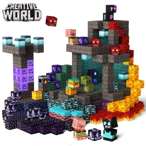 磁気ビルディングブロック マインワールド マグネット ザ・エンド エンダーヘッド フォレストキャビン キューブセット STEM感覚ブロックキューブおもちゃ 子供向けギフト
