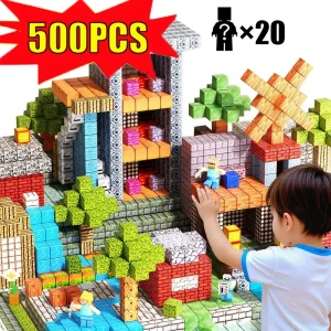 500ピース 磁気ブロック モンテッソーリ STEM教育感覚玩具 マインワールド マグネットキューブ 子供 男の子 女の子向けギフト