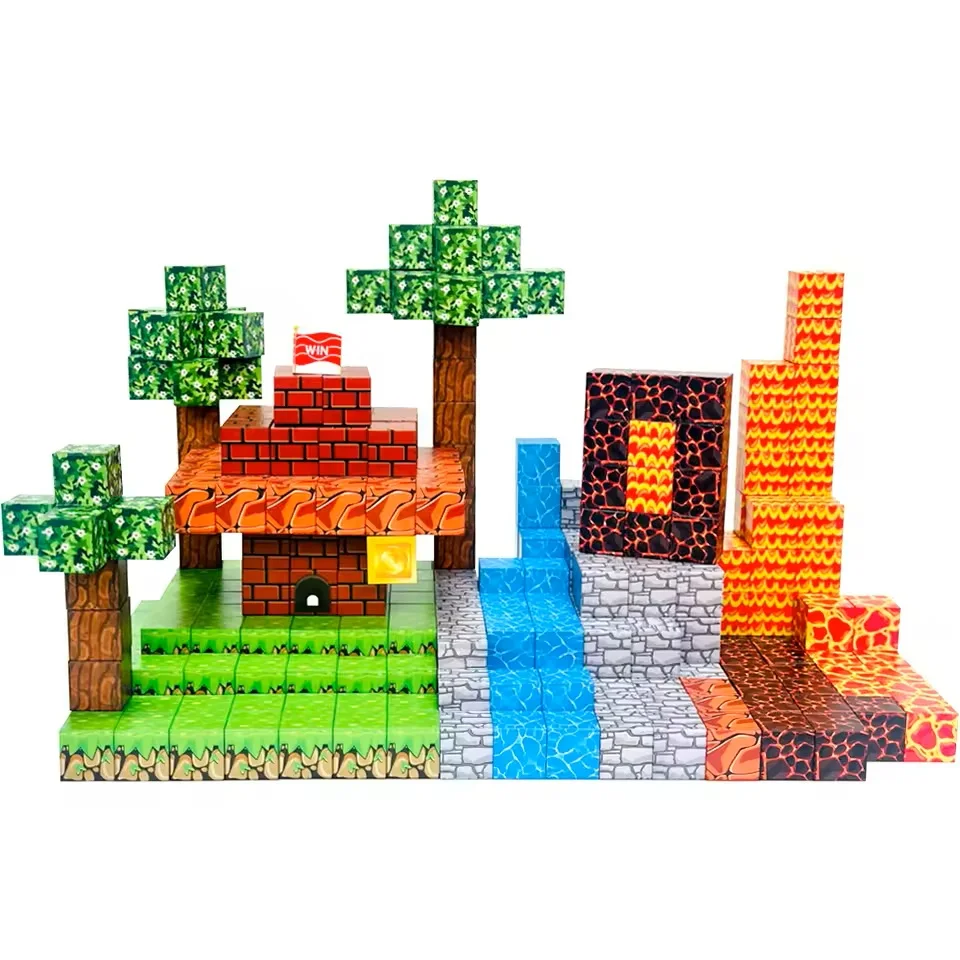 500ピース 磁気ブロック モンテッソーリ STEM教育感覚玩具 マインワールド マグネットキューブ 子供 男の子 女の子向けギフト - 画像 (4)